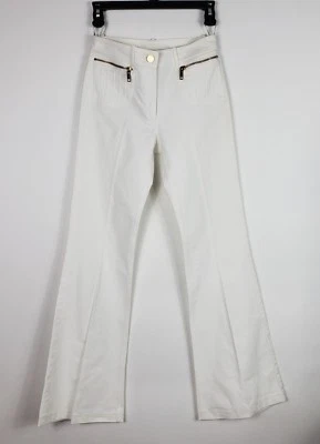 Pantalones blancos CELINE talla 36 FR 4 EE. UU. para mujer pierna acampanada elástico mezcla de algodón pantalón Foto 1 de 4