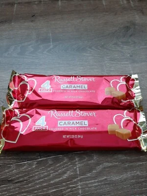 (2) RUSSELL STOVER Caramel covered in milk chocolate Candy. 4pcs per pack.  - Image 1 of 4