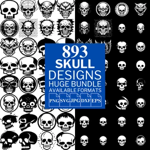 893 Skull SVG Bundle - DXF, EPS, JPG, PNG - Instant Download (Sent by E-mail) - Picture 1 of 10