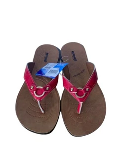 AeroSoft Womens Willow Red Flip Flop Slip On Sandals Sz 7 - Picture 1 of 8