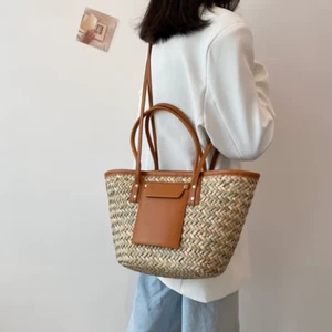 Womens Large Straw Bag Summer Beach Bag Woven Tote Bags Rattan Shoulder HandBag - Picture 1 of 23