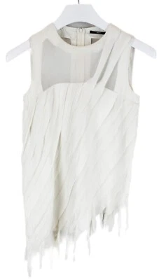 Hugo Boss Iniv Blusa Mujer GB 4 sin Mangas Seda Mezcla Transparente con Volantes - Imagen 1 de 4