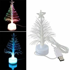 ሠMini USB LED Light Christmas Tree Night Colour Changing Xmas Tree Fiber Lamps - Picture 1 of 8