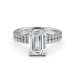 Anillo de compromiso de diamantes esmeralda festoneada GIA E-VVS2 oro blanco de 14 quilates 1,11 quilates - Imagen 1 de 3