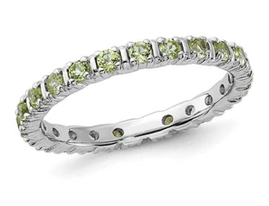 Anillo de eternidad de peridoto de 1,00 quilates (ctw) en plata de ley - Imagen 1 de 5
