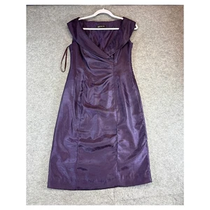 Jones New York Sheath Dress Womens Size 4 Purple Satin Sleeveless Cocktail Party - Picture 1 of 7