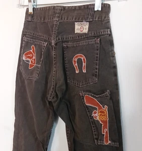 VTG Denim Jeans Kids Cowboy Western Applique Venado 50s Midcentury 8 Very Cool! - Picture 1 of 16