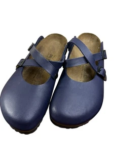 Zuecos Birkenstock Dorian azul marino cuero liso Birki’s para mujer talla 7 - Imagen 1 de 12