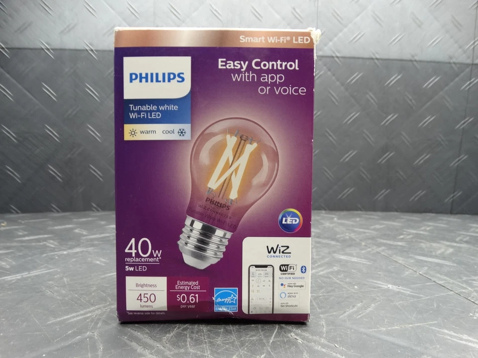 Philips 40-Watt Equivalent A15 Smart Wi-Fi Vintage Edison LED Light Bulb White - Image 1 of 4