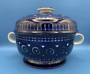Rare Arabia of Finland Blue VALENCIA Covered Tureen w/ Handles - MINT UNUSED - Picture 1 of 6