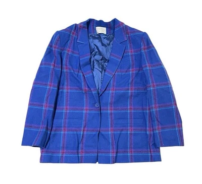 Винтажный женский блейзер в клетку Pendelton 100% натуральная шерсть размер большой США - Изображение 1 из 4