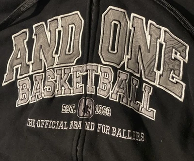 Vintage AND1 Hoodie Sweatshirt Men's 2xl Black Basketball 90s Y2K Embroidered - Image 1 of 4
