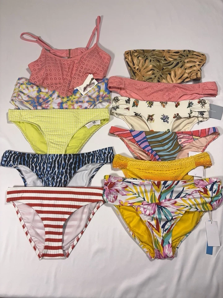 Lote de 11 trajes de baño nuevos para mujer 2 tops, 9 pantalones NUEVA MARCA DE DISEÑADOR Foto 1 de 4