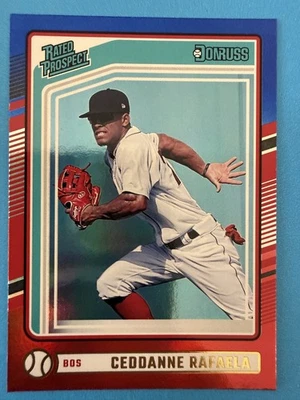 2024 Panini Donruss - Rated Prospects Ceddanne Rafaela #128 Red & Blue (RC) - Image 1 of 2