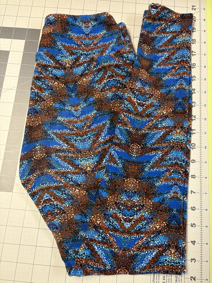 Leggings LuLaRoe, Talla Única, Estampado Geométrico, Azul y Rojo Oscuro, En muy buena condición Foto 1 de 1