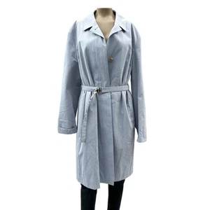 Burberry London Womens Trench Coat W/ Plaid Belt Light Blue Cotton M - Picture 1 of 13