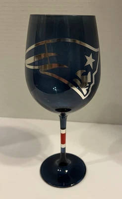 Copa de Vino Azul New England Patriots-Metálico Plata Logo Oficial NFL 9"-9 Oz. Foto 1 de 4
