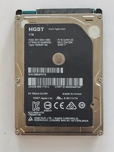 HTS541010A9E632, PN: 0J44123, MLC: DA7254, MAR 17, HGST 1Tb 2.5" HDD - Imagen 1 de 2