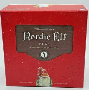 Juego de 4 tazas de elfos nórdicos Williams Sonoma en caja decoración navideña - Imagen 1 de 9