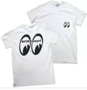Men's Mooneyes Moon Equipped Classic White Pocket T-Shirt Cotton MQTP002WH - Picture 1 of 4