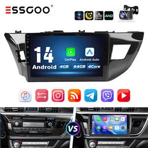 10" Android 14 Auto Carplay Car Stereo GPS BT Cam 4+64G For Toyota Corolla 14-16 - Picture 1 of 13