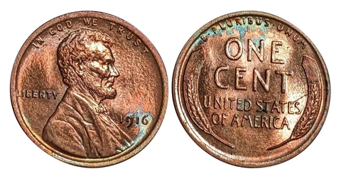 1916 Lincoln Cent Wheat Penny, RED, IMPECCABLE STRIKE BU++ NICE TONING ID778615 Cover