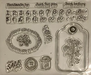 Handmade & Numbers 6 Piece Transparent Stamp Set Scrapbook Cardmaking NEW - Picture 1 of 3
