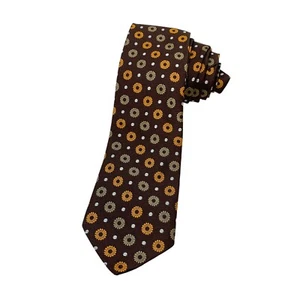 Vintage Marshall Fields Conway Brown Orange Geometric MCM Polyester Tie 3 x 52" - Picture 1 of 9