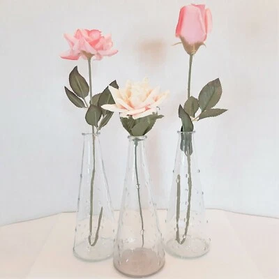 Tres jarrones Ikea de vidrio transparente clavos diseñados por Emma Dafnas Foto 1 de 4