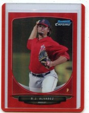 2013 BOWMAN CHROME #BCP170 R.J. ALVAREZ "RED REFRACTOR" ROOKIE RC #4/5, ANGELS