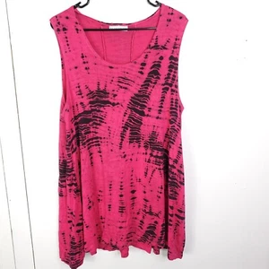 Bryn Talker Top Damen Large Tunika Kleid Tank Batik Hergestellt in den USA Lagenlook Rosa - Bild 1 von 8