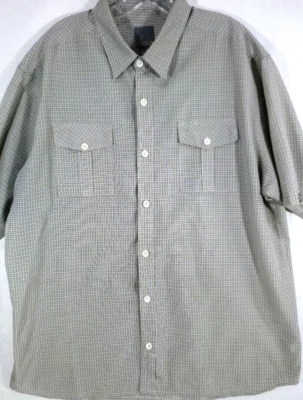 Quiksilver-Mens Short Sleeve Casual Button Down Shirt-XL Extra Large-Yellow/Gray - Image 1 of 4