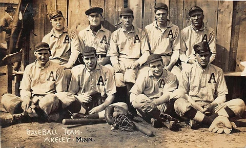Akeley MN Baseball Team Equipment Circa 1908 Real Photo Postcard Cover