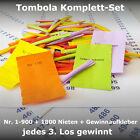 Tombola Lose Set: Gewinnlose Nr. 1-900 + Aufkleber + 1800 Nieten Röllchenlose