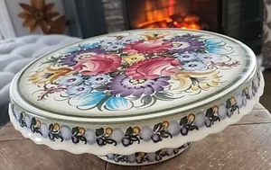 Vintage polnische Keramik 10,5" Kuchenteller Blumenmuster handbemalt ZF KOLO SCHÖNER LOOK - Bild 1 von 19