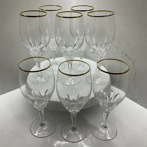 Gorham Bicchieri da Vino Cristallo Diamante con Cerchi Oro Set di 8 - Foto 1 di 8