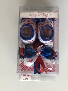 Trittsteine Baby Mädchen Schuhe und Stirnband Set 0-12 Monate Sterne & Streifen Neu - Bild 1 von 2