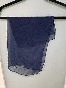 Vintage Sheer Navy Blue Square Scarf Lightweight Chiffon Style 20"x20" Classic - Picture 1 of 2