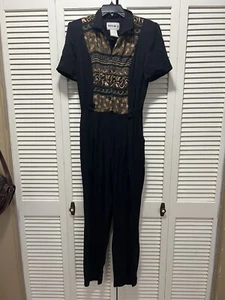 Vintage 80s Studio I Black And Brown Jumpsuit Playsuit Size 12 - Picture 1 of 5