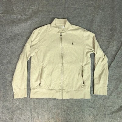 Polo Ralph Lauren Mens Jacket Large Beige Pony Sweatshirt Luxury Jersey Baseball - Image 1 of 4
