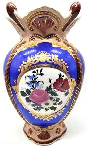 Vaso floreale dipinto a mano porcellana stile vittoriano francese Sevres Lg 14" senza marchio - Foto 1 di 5