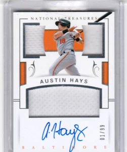 2018 Panini National Treasures RARE 01/99 Austin Hays #PCS-AH Rookie Auto RC 🔥 - Picture 1 of 2