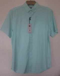 M & S Men's Mint Cotton Short Sleeve Casual Shirt - Size: Small / UK 36-38 BNWT - Picture 1 of 5