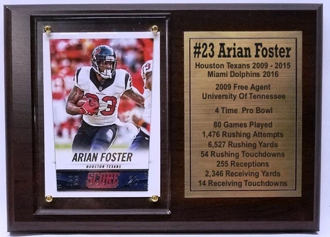 Houston Texans Arian Foster Football Card Plaque Cover