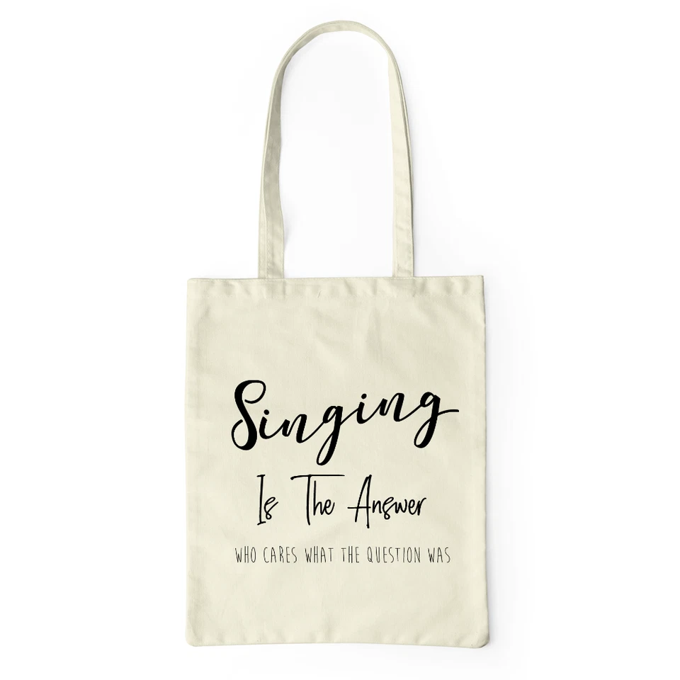 SHIRTIFIED Singing Is The Answer Tote Bag Singer Gift Funny Shopping Beach Gym Canvas