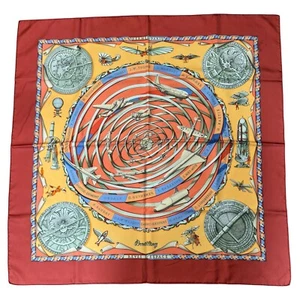 HERMES Carre 90 Schal REVES D ESPACE Seide 100% Bordeaux Mehrfarbig Original - Bild 1 von 15