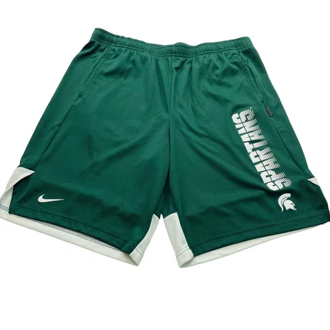 Nike Dri-Fit Shorts Mens L Green Michigan State Spartans NCAA Basketball Swoosh Cover