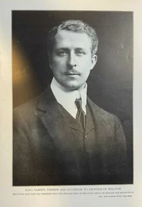 1910 Vintage Magazine Illustration King Albert of Belgium - Picture 1 of 1