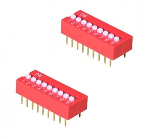5PCS Red 2.54mm Pitch 9-Bit 9 Positions Ways Slide Type DIP Switch - Picture 1 of 1