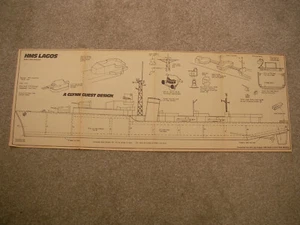 RC Boat Modeller plans of the HMS Lagos a semi scale destroyer model 31.5" LOA - Picture 1 of 2